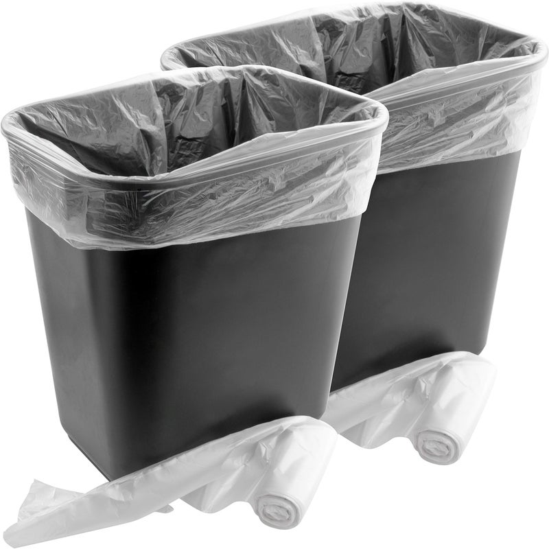 SpaceSaving Trash Can and 4 Gal LeakProof Liners Combo 2Pk Small Black Plastic Wastebasket and Clear Bags Great for Bathroom Kitchen or Office Garbage Bin Fits Under Most Desks and Cabinets